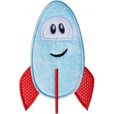 Whimsical Silly Rocketship Applique